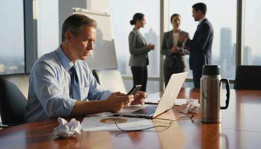 Sales executive running B2B outreach from office