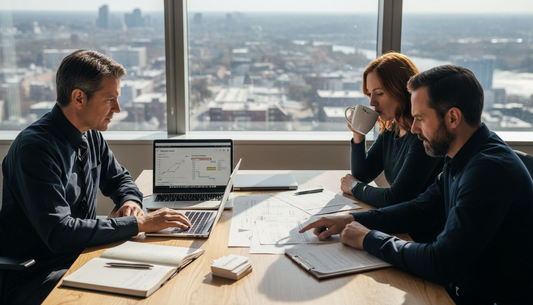 Sales team reviewing B2B leads together