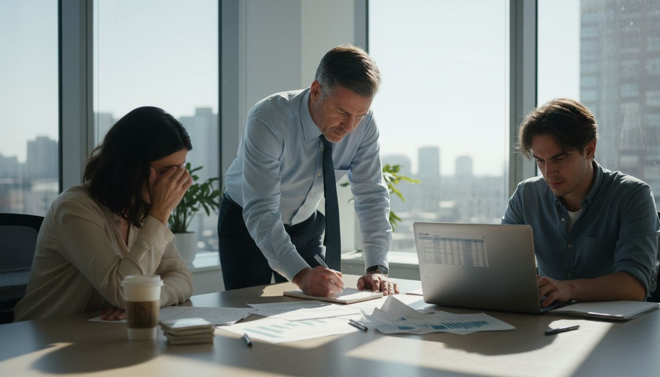 Business team reviewing B2B campaign data