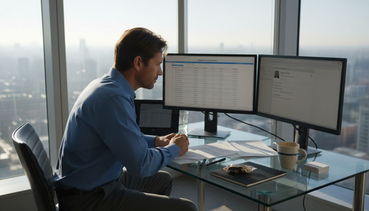 Sales manager reviewing enriched prospect data